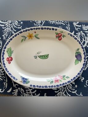 Vintage Pfaltzgraff Summer Garden Stoneware Oval Serving Platter
